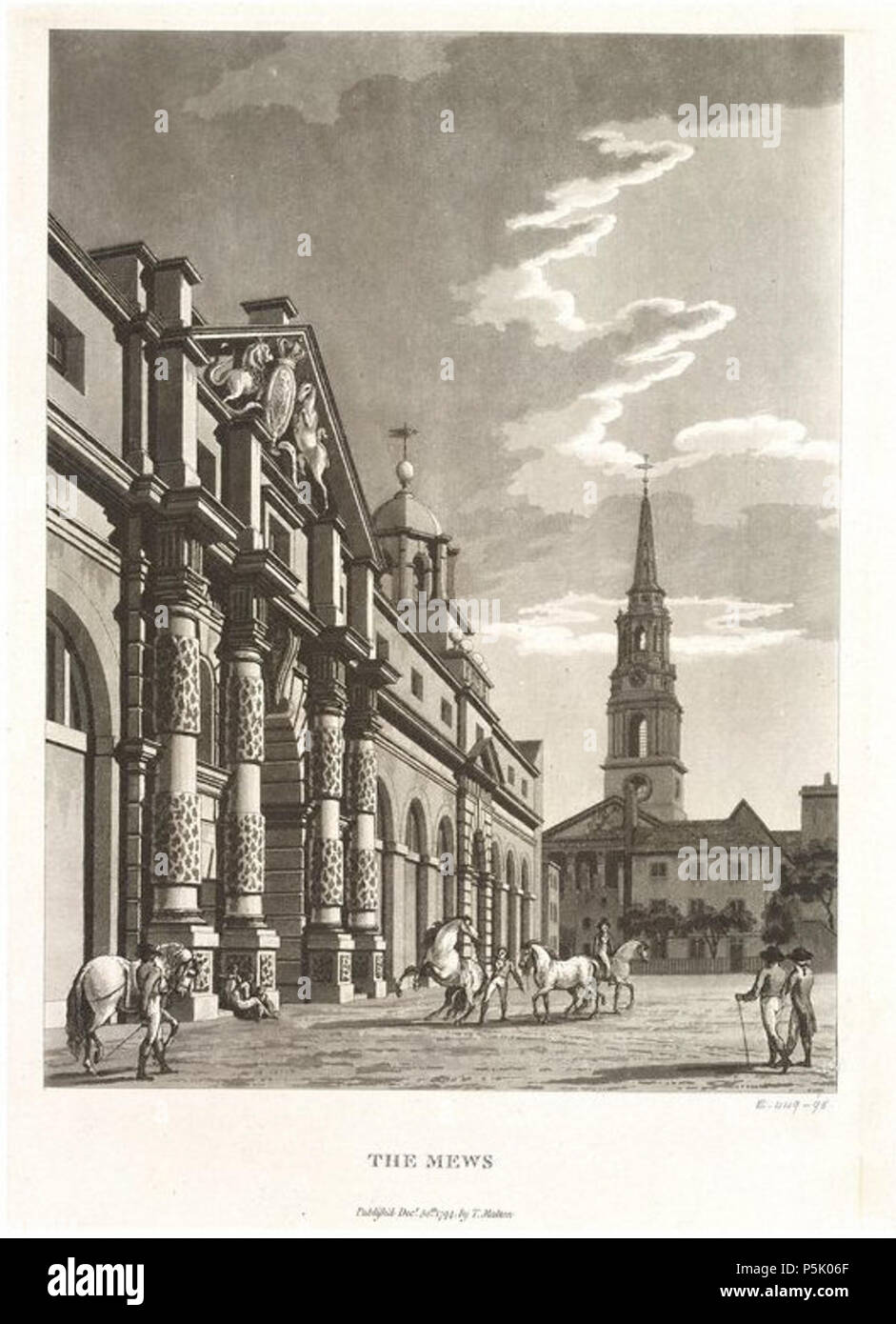 N/A. Englisch: aquatinta Ansicht von des Königs Mews, Charing Cross. 1794. Thomas Malton (1748 - 1804) Beschreibung englischer Maler und Graveur Geburtsdatum / Tod 1748 vom 7. März 1804 Ort der Geburt / Todes London London Standort London; Bad (1780) und Dublin (1785); Kingston upon Hull; Oxford Authority control: Q 4301086 VIAF: 23343226 ISNI: 0000 0000 6686 3598 ULAN: 500010484 LCCN: Nr 93023172 Open Library: OL 5649306 ein WorldCat 26 Die Mews (King's Mews, Charing Cross) - T.Malton, 1794 Stockfoto