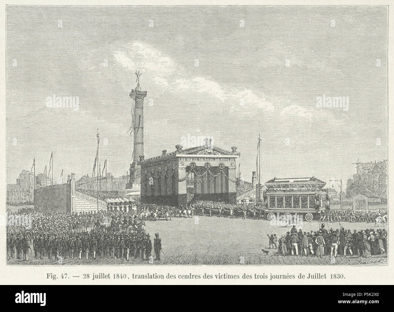 36 28 juillet 1840, Übersetzung des cendres des victimes des Trois Journées de Juillet 1830 Stockfoto