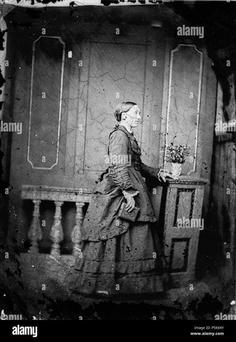 [Eine Frau, und halten ein Buch] [Graphic].. 1 Negativ: Glas, nassen Collodium, b&w, 10,5 x 8 cm. ca. 1875. Thomas, John, 48 eine Frau, und halten ein Buch NLW 3364751 Stockfoto