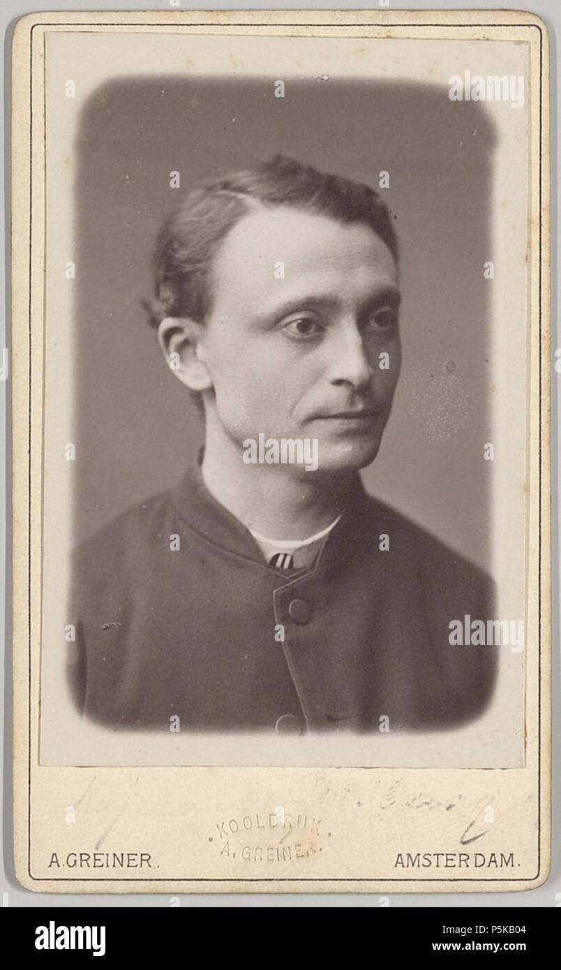 N/A. Deutsch: Beschreibung Carte-de-Visite met portret van pastoor Gribling Gribling wurde in de Jaren 1878-1882 Pastoor van de Kerk van de S.H. Petrus en Paulus (De Papegaai), der Kalverstraat 58. Documenttype foto Vervaardiger Greiner, Albert (1833-1890) Collectie Collectie Stadsarchief Amsterdam: foto-Datering afdrukken 1880 Ca. Geografische naam Kalverstraat Inventarissen Http://archief.amsterdam/archief/10003 Afbeeldingsbestand ANWC 00321000001. ca. 1880. Greiner, Albert (1833-1890) 73 Albert Greiner Afb ANWC 00321000001 Stockfoto