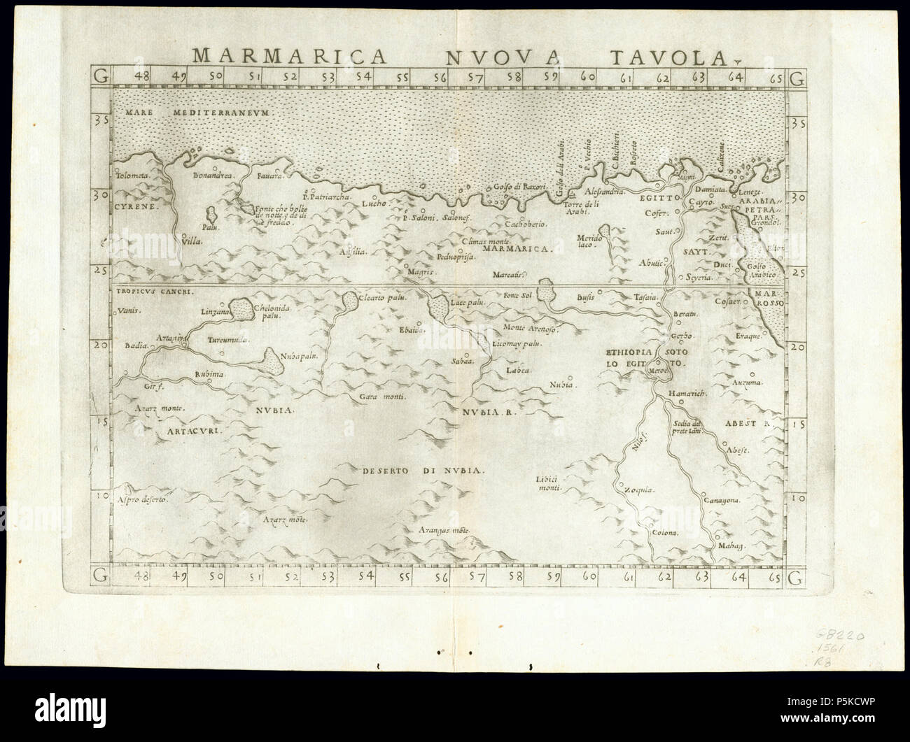 65 Afrika Nordost 1561, Girolamo Ruscelli (3824671 - recto) Stockfoto
