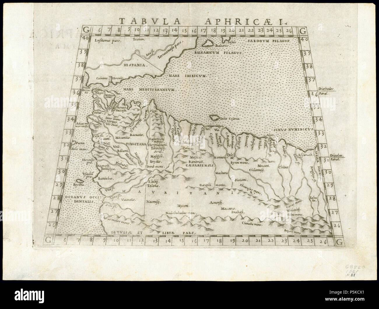 65 Afrika Nordwest 1561, Girolamo Ruscelli (3824688 - recto) Stockfoto