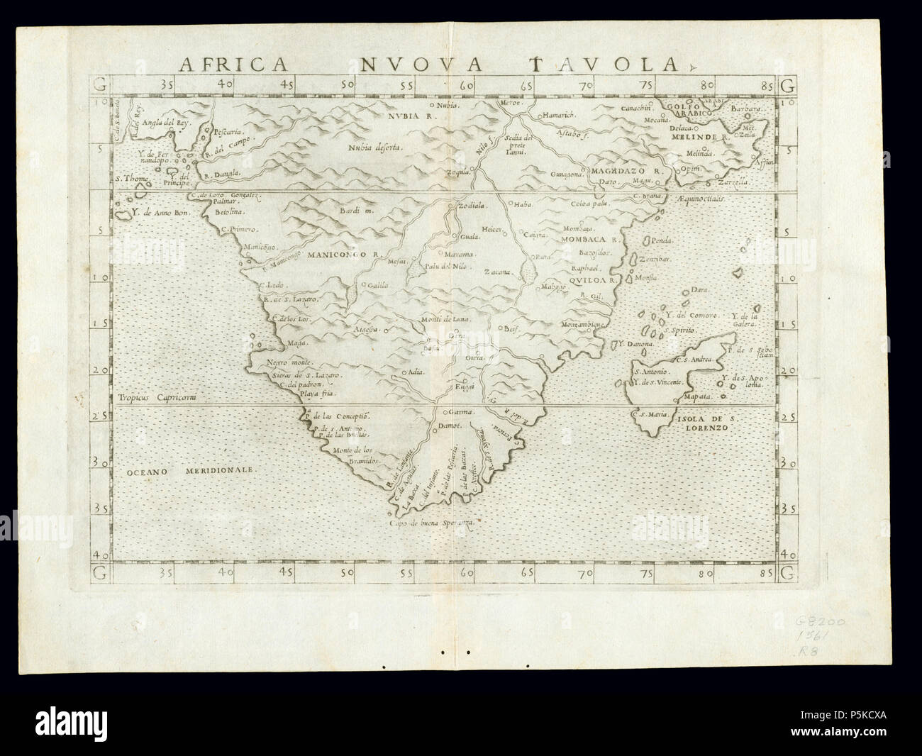 65 Südafrika 1561, Girolamo Ruscelli (3822646 - recto) Stockfoto