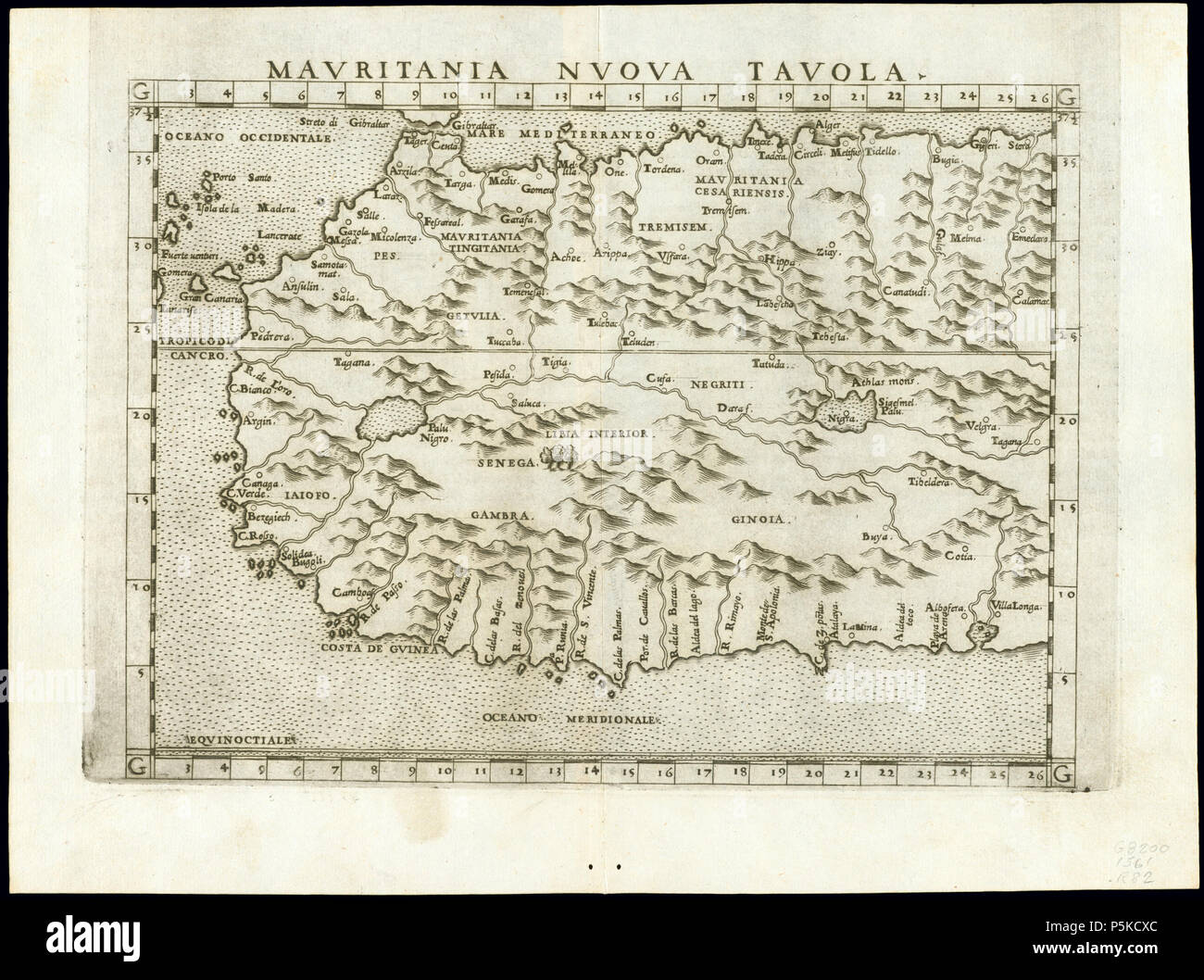 65 Afrika West 1561, Girolamo Ruscelli (3821019 - recto) Stockfoto