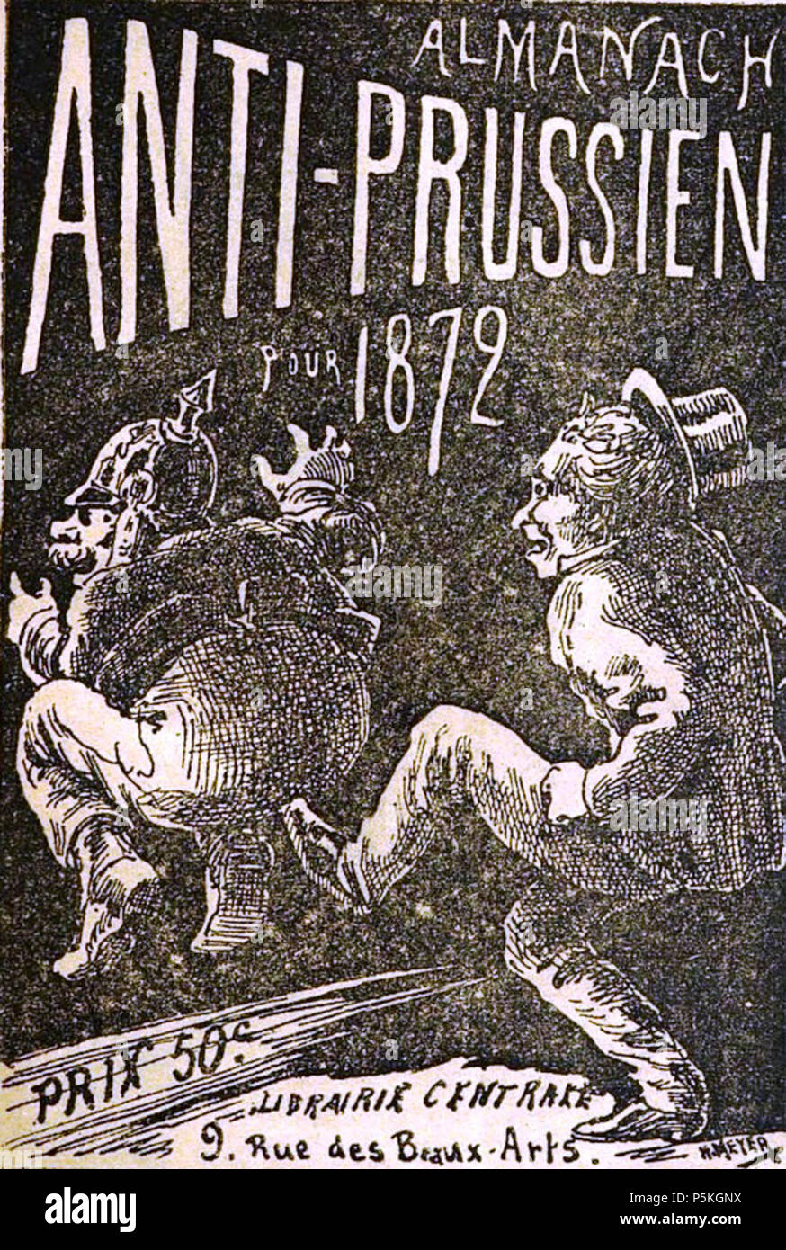 N/A. Français: Page de titre de l'Almanach anti-prussien Gießen 1872. 1871. Henri Meyer (1844-1899) Alternative Namen Reyem; Henri Mayer Beschreibung französischer Karikaturist und Illustrator Datum der Geburt / Tod 1844 1899 Ort der Geburt / Todes Mulhouse Paris Authority control: Q 3131638 VIAF: 96603524 ISNI: 0000 0001 1057 4911 ULAN: GND: 500124916 137436327 142946001 SUDOC: 86 Almanach anti-prussien Gießen 1872 (H. Meyer) Stockfoto