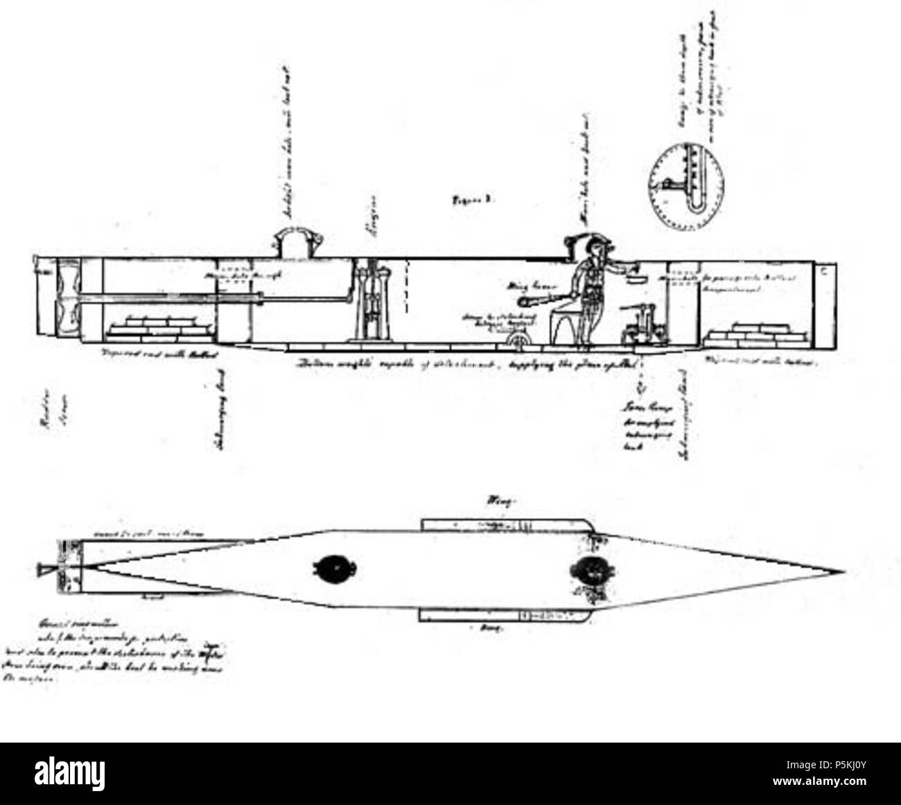 N/A. Englisch: Vermutlich die KONFÖDERIERTEN U-Boot der amerikanischen Taucher zu werden. Skizze von James Richard McClintock, einer ihrer Erbauer, 1872. 1872. James Richard McClintock (1829-1879) 93 American Diver Stockfoto