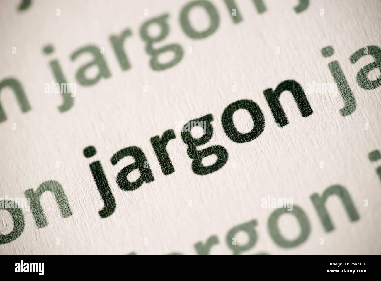 Wort Jargon auf weißem Papier Makro gedruckt Stockfoto