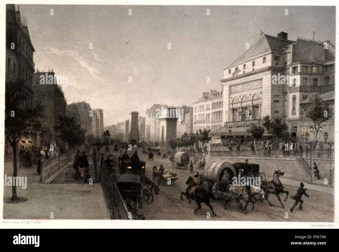 N/A. Paris, Boulevard und Porte St. Martin mit Théâtre de la Porte Saint-Martin. ca. 1850. Louis-Jules Arnout Arnout (1814-1868) 128 Boulevard St. Martin Stockfoto