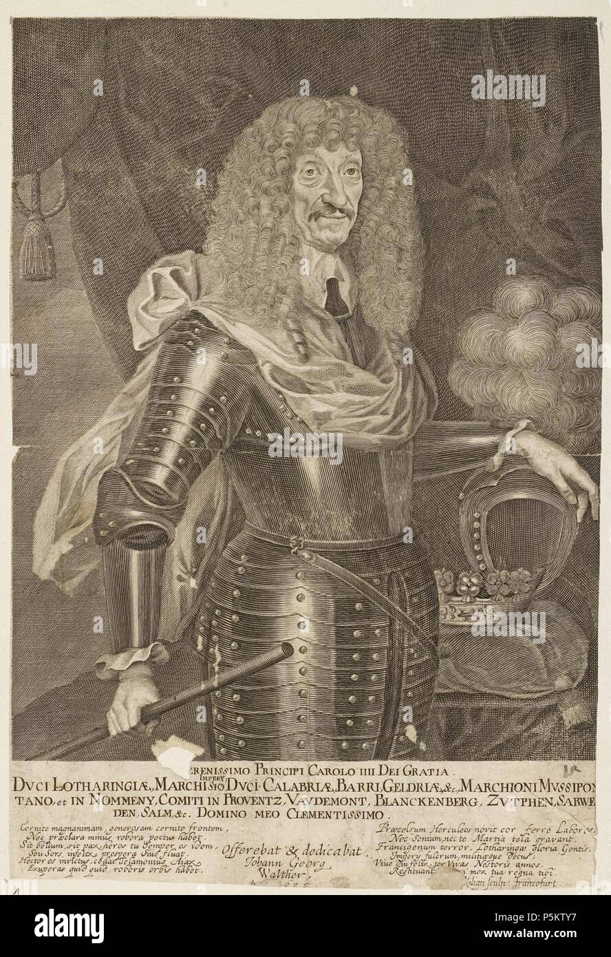 N/A. Grafik aus dem Klebeband Nr.1 der Fürstlich Waldeckschen Hofbibliothek Arolsen Motiv: Karl IV., Herzog von Lothringen. 1675. Johann Georg Walther; Philipp Kilian (sculp.) 130 Arolsen Klebeband 01 313 Stockfoto