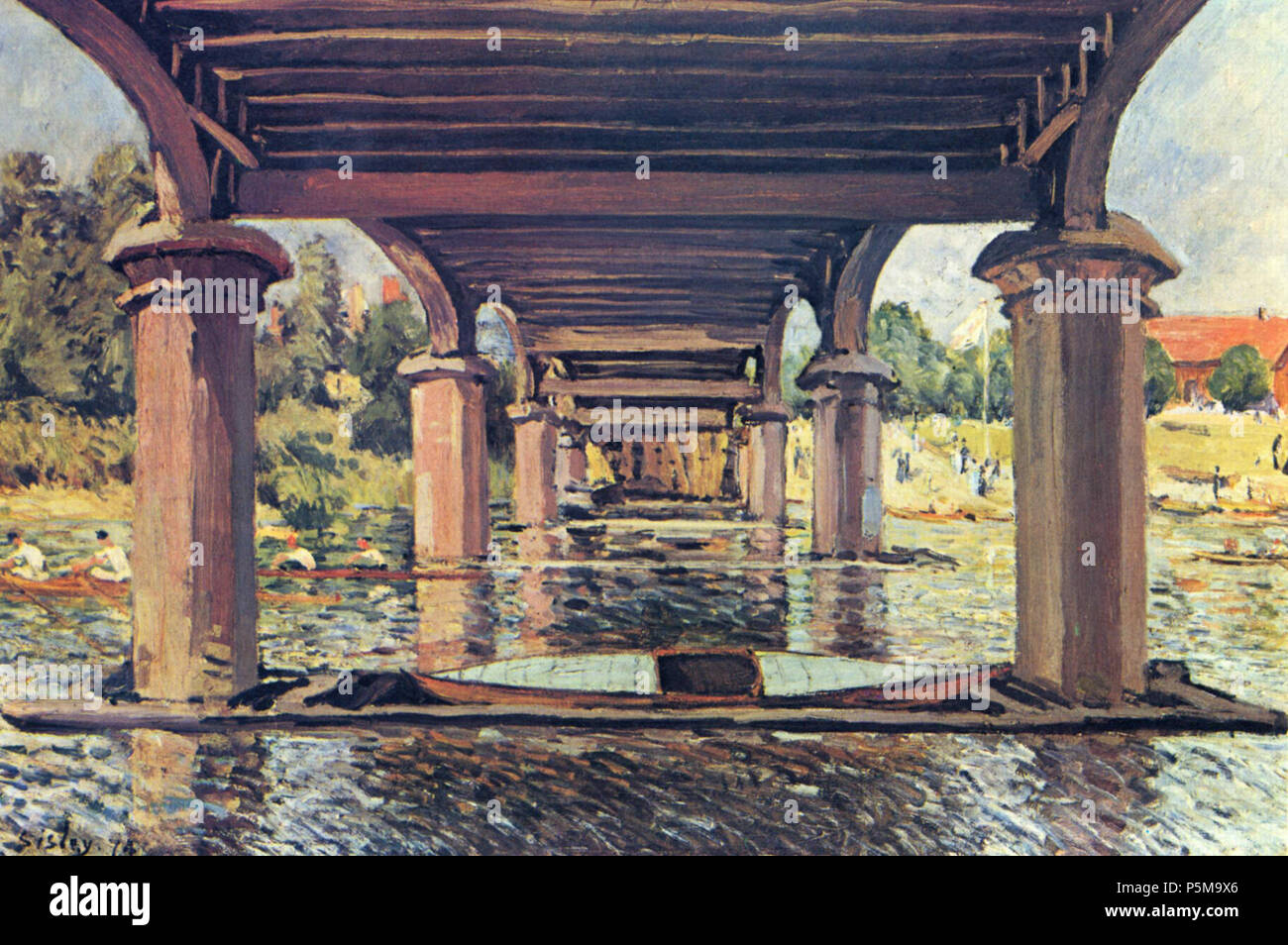 English: Unter der Brücke von Hampton Court Français: Sous le Pont de Hampton Court 1874. N/A84 Alfred Sisley066 Stockfoto