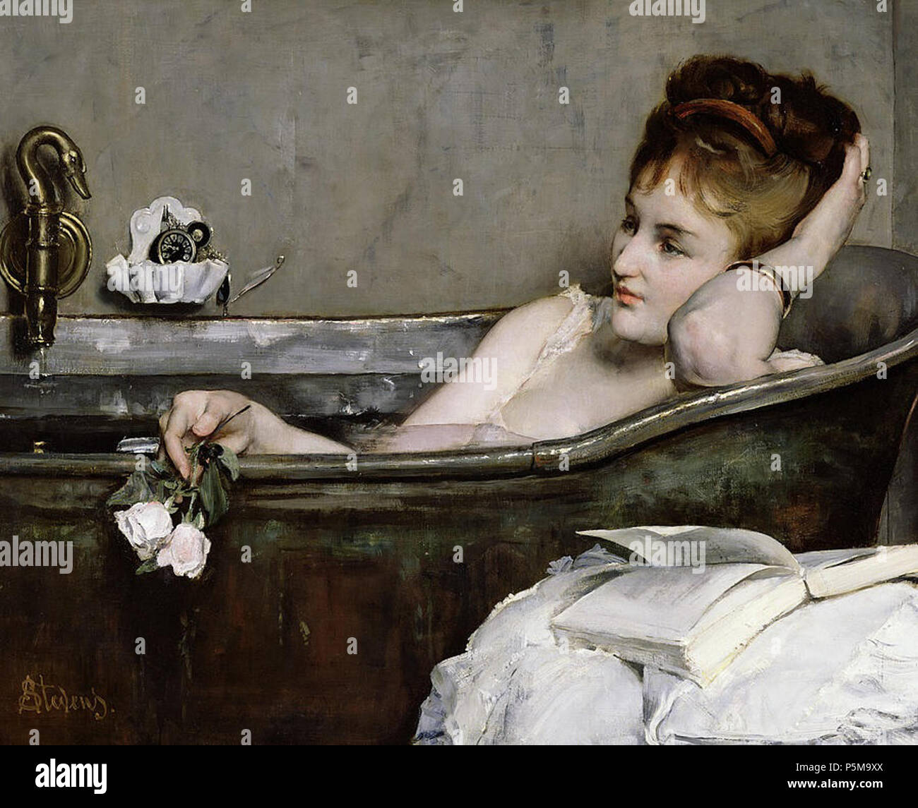 Q 17492697. Français: Le Bain. Debüt XXe. N/A84 Alfred Stevens Le Bain Stockfoto