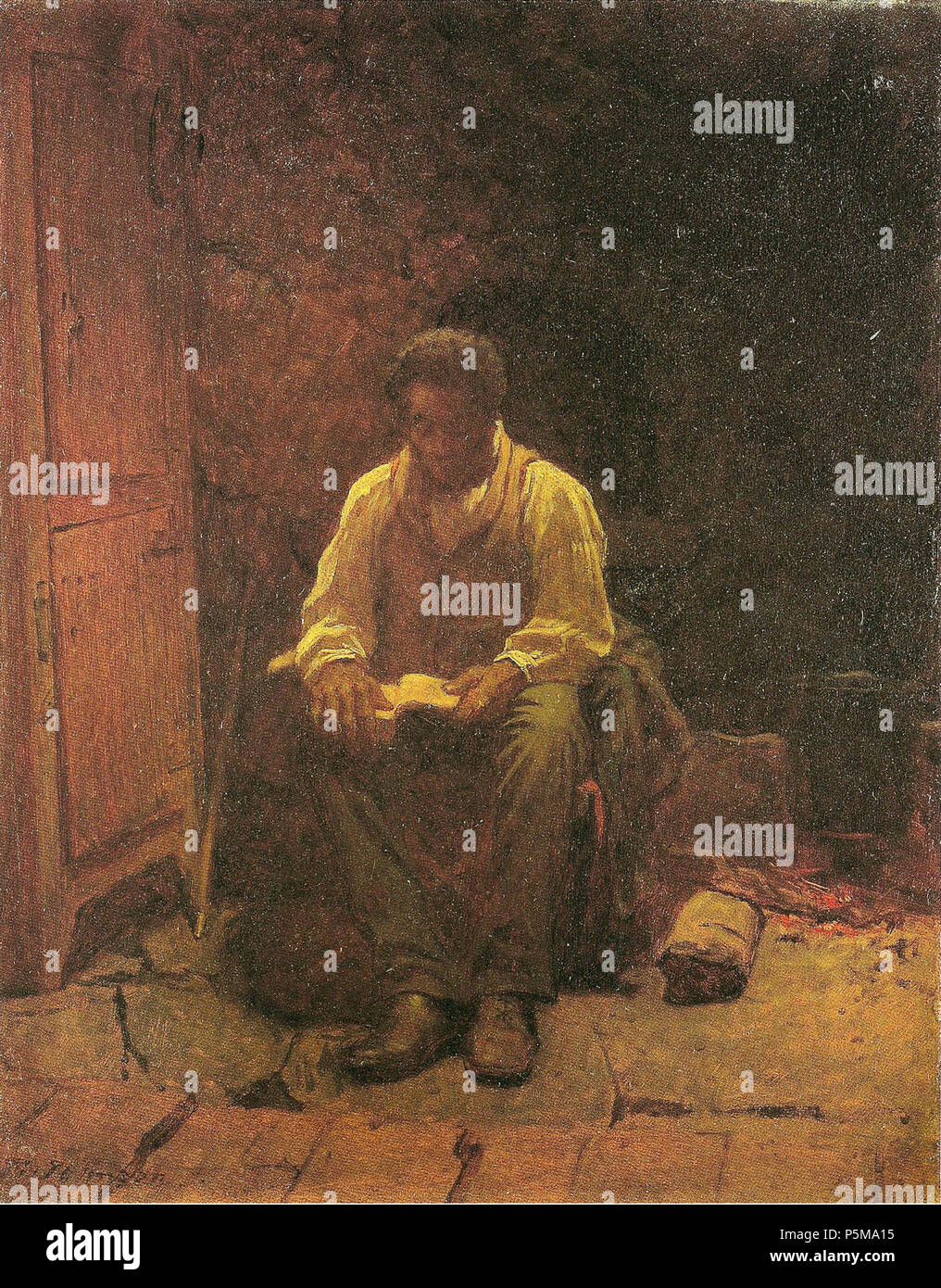 N/A. Eastman Johnson - Der Herr ist mein Hirte - Öl auf Holz x 13.125 -16.625 in-c 1863 - von Eastman Johnson gescannt: Malerei Amerika - Abb. 76 pg 141N/A491 Eastman Johnson - Der Herr ist mein Hirte - ebj - Abb. 76 pg 141 Stockfoto