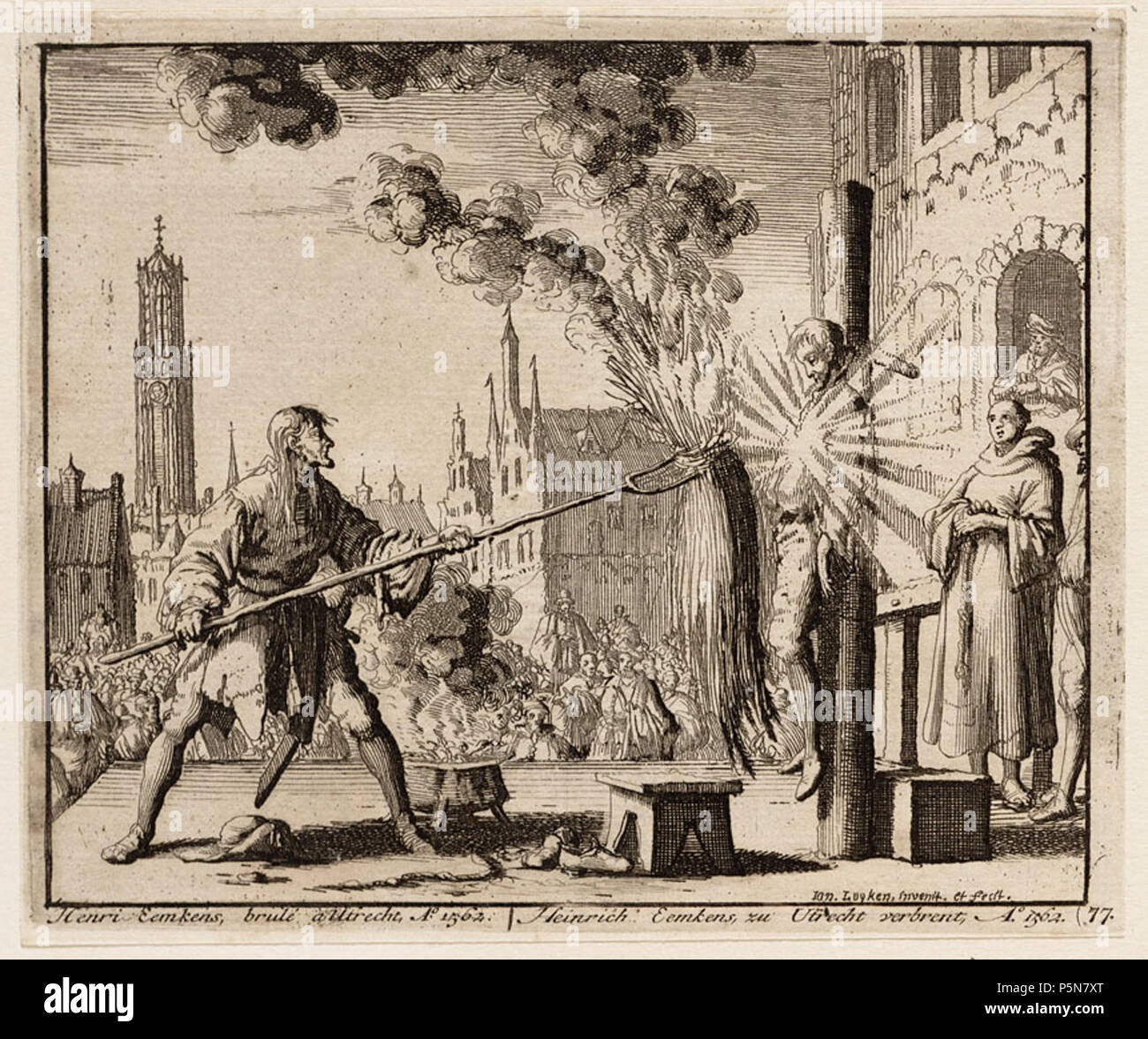 N/A. Englisch: Ausführung der Anabaptistischen Hendrik Eemkens im Jahre 1562 in der Stadt Utrecht. 1685. Jan Luyken (1649 - 1712) Beschreibung der Niederländischen Stecher, Dichter, Maler und Schriftsteller Geburtsdatum / Tod 16. April 1649 5. April 1712 Ort der Geburt / Todes Amsterdam Amsterdam arbeiten Zeitraum von ca. 1666 bis 1712 Standort Amsterdam Authority control: Q 87466 VIAF: 9885051 ISNI: 0000 0001 2276 2741 ULAN: 500000444 80063147 LCCN: n NLA: 35315708 WorldCat 538 Ausführung von Hendrik Eemkens 1562 in Utrecht. Stockfoto
