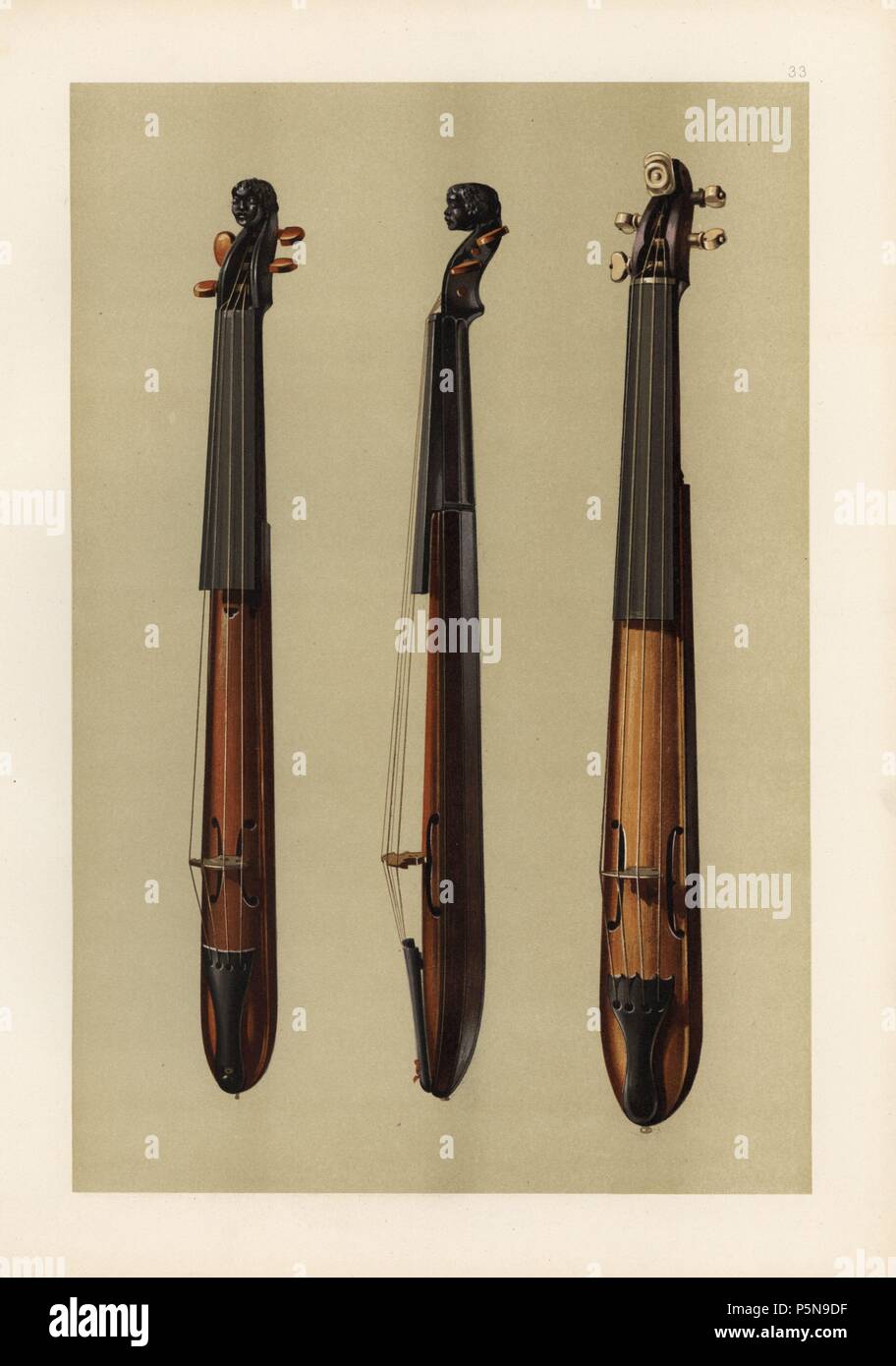 Sordino oder 'Pocket Geige." Chromolithograph aus einer Abbildung von William Gibb von A.J. Hipkins ''Musical Instrumente, historischen, seltenen und einzigartigen "Adam und Karl Schwarz, Edinburgh, 1888. Alfred James Hipkins (1826-1903) war ein englischer Musikwissenschaftler, die in der Geschichte der Klavier und andere Instrumente spezialisiert. William Gibb war ein Meister Illustrator und chromolithographer und Illustrierte "das Königshaus von Stuart' (1890), "Naval und militärischen Trophäen' (1896) und andere. Stockfoto