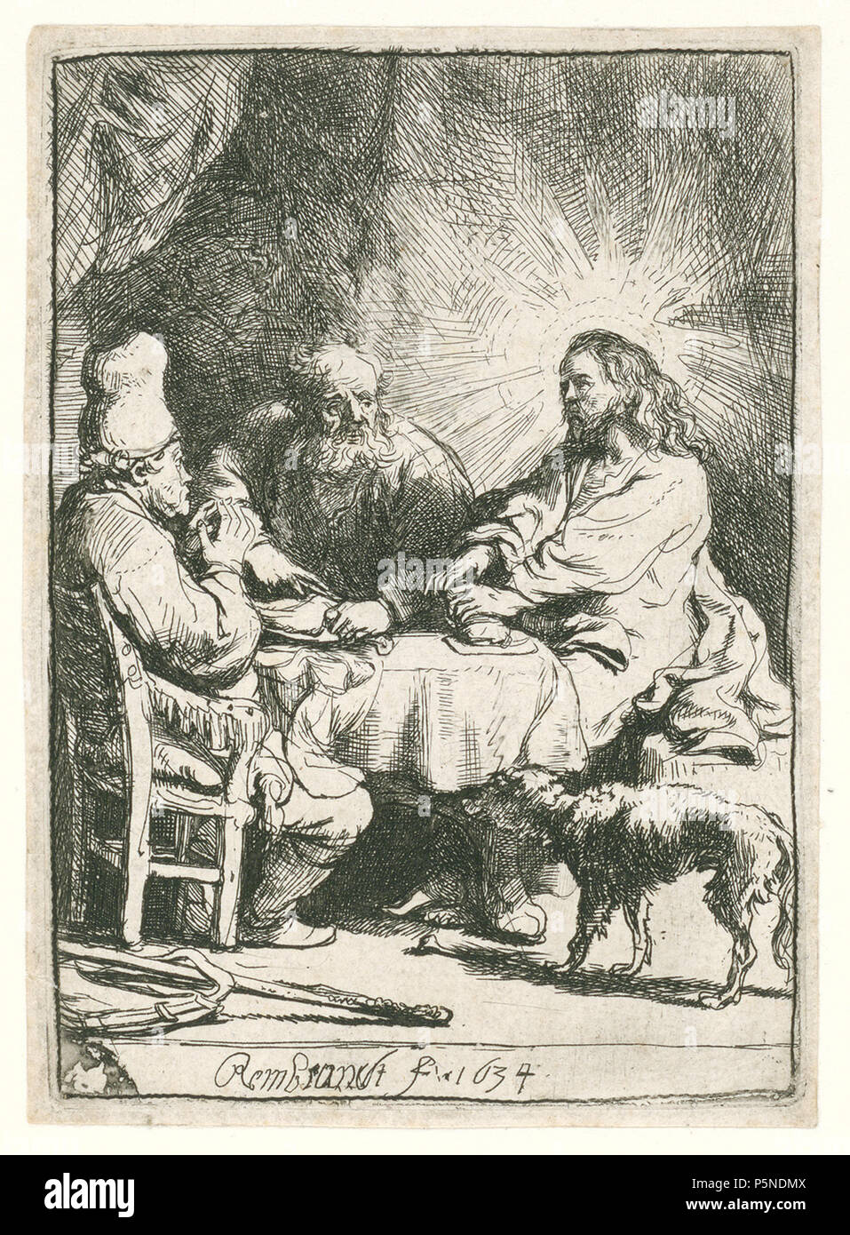 Christus in Emmaus: Die kleinere Platte 1634. N/A 158 B088 Rembrandt Stockfoto