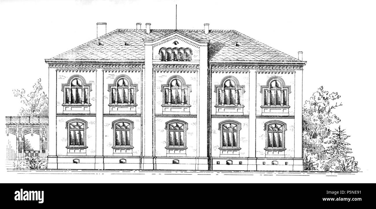 161 Bad Camberg, Freiherr-von-Schütz Schule, Hauptgebäude, Auszug Bauzeichnung, Frontansicht Stockfoto