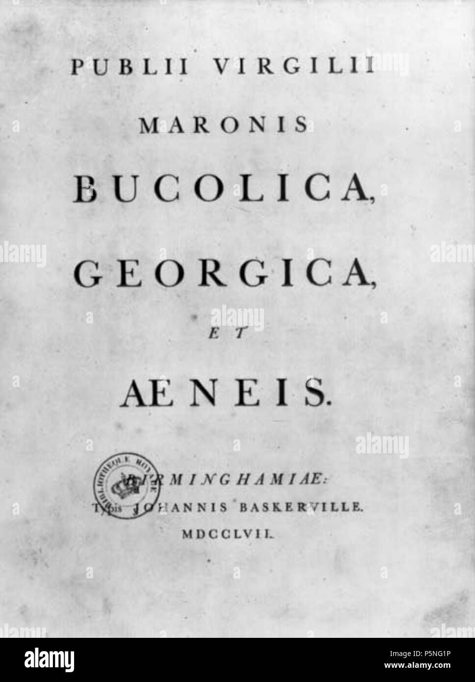 N/A. Englisch: ein Buch von Vergils Poesie gedruckt und von John Baskerville veröffentlicht. 1757. John Baskerville, Virgil 175 Baskerville virgil Stockfoto