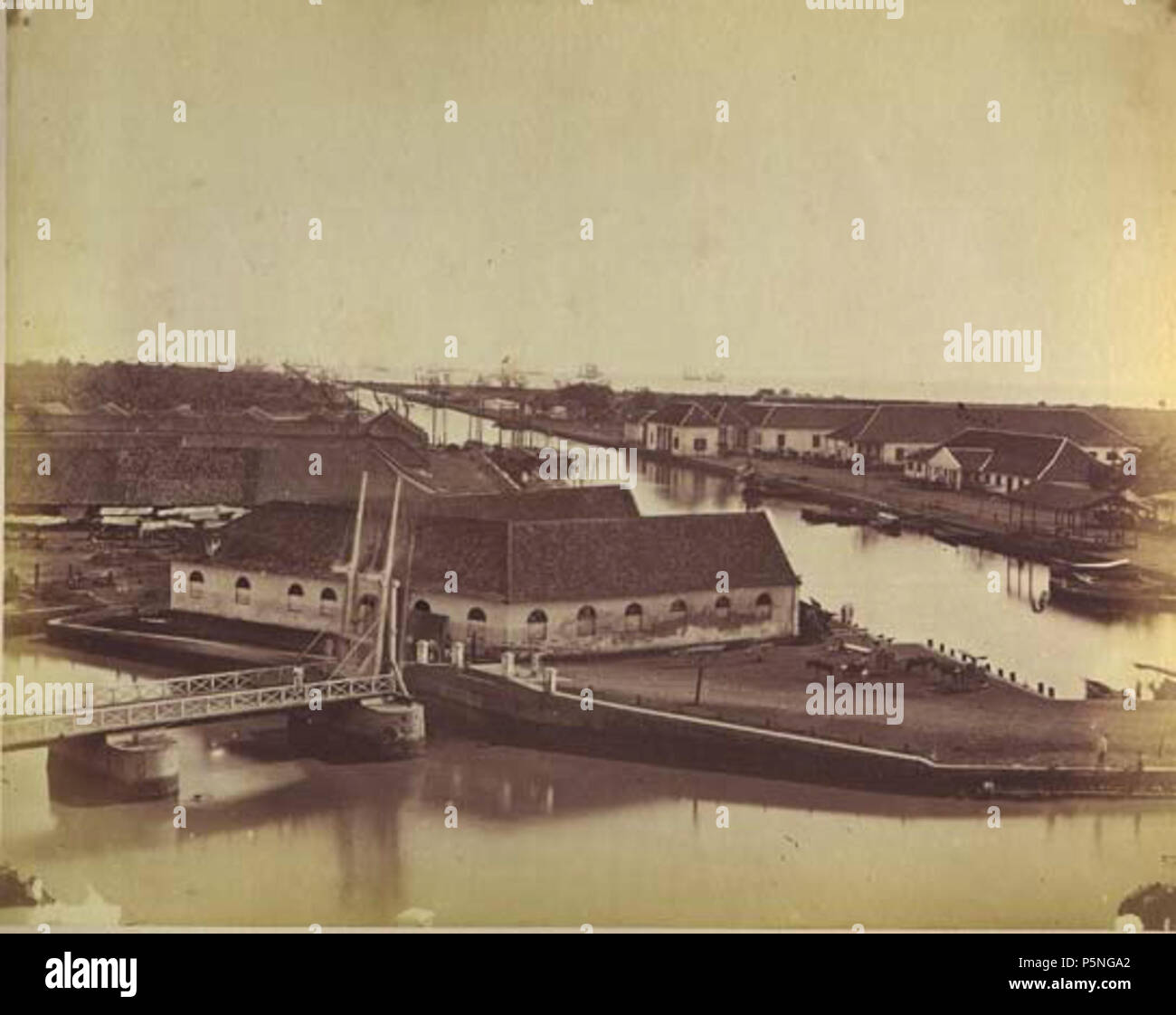 N/A. Englisch: The Haven Canal, Batavia, von Woodbury und Seite. Eiklar Silber drucken. um 1870.. Woodbury & Seite 176 Batavia Hafen Kanal Stockfoto