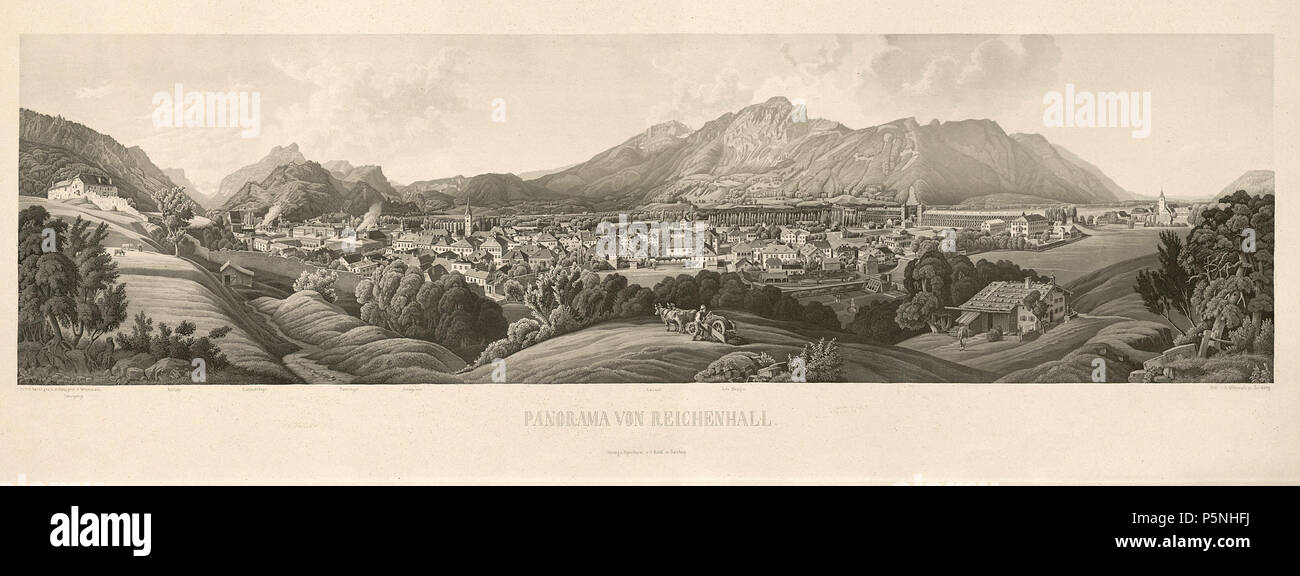 N/A. Panorama von Reichenhall, Stahlstich. um 1860. Beda Weinmann (1818-1888) 180 Beda Weinmann Panorama von Reichenhall G 1173 IV. Stockfoto