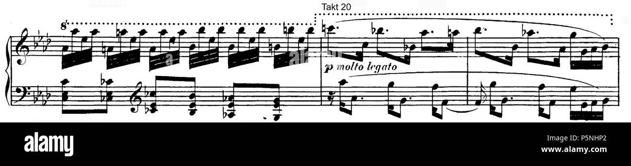 N/A. English: Ludwig van Beethoven, Klaviersonate Nr. 31 As-Dur, Op.110 (1821), erster Satz, Seitensatz Englisch: Ludwig van Beethovens Klaviersonate Nr. 31 in A-Dur, Op. 110 (1821), zweite Thema des ersten Satzes. 1821. Ludwig van Beethoven (1770 - 1827) Alternative Namen Beethoven Beschreibung deutsche Komponist und Pianist war er eine zentrale Figur in der Übergang zwischen Klassik und Romantik in der westlichen Kunst Musik. Beethoven ist nach wie vor eine der bekanntesten und einflussreichsten aller Komponisten. Zu seinen bekanntesten Kompositionen gehören 9 Sinfonien, 5 Klavierkonzerte, 1 vi. Stockfoto N/A. English: Ludwig van Beethoven, Klaviersonate Nr. 31 As-Dur, Op.110 (1821), erster Satz, Seitensatz Englisch: Ludwig van Beethovens Klaviersonate Nr. 31 in A-Dur, Op. 110 (1821), zweite Thema des ersten Satzes. 1821. Ludwig van Beethoven (1770 - 1827) Alternative Namen Beethoven Beschreibung deutsche Komponist und Pianist war er eine zentrale Figur in der Übergang zwischen Klassik und Romantik in der westlichen Kunst Musik. Beethoven ist nach wie vor eine der bekanntesten und einflussreichsten aller Komponisten. Zu seinen bekanntesten Kompositionen gehören 9 Sinfonien, 5 Klavierkonzerte, 1 vi. Stockfoto