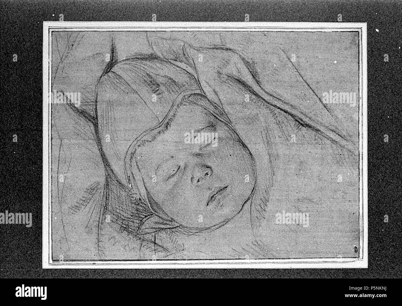 Englisch: schlafende Kind Français: Abbildung d'enfant endormi der zweiten Hälfte des 16. Jahrhunderts. N/A 192 Bernaert de Rijckere - schlafendes Kind Stockfoto