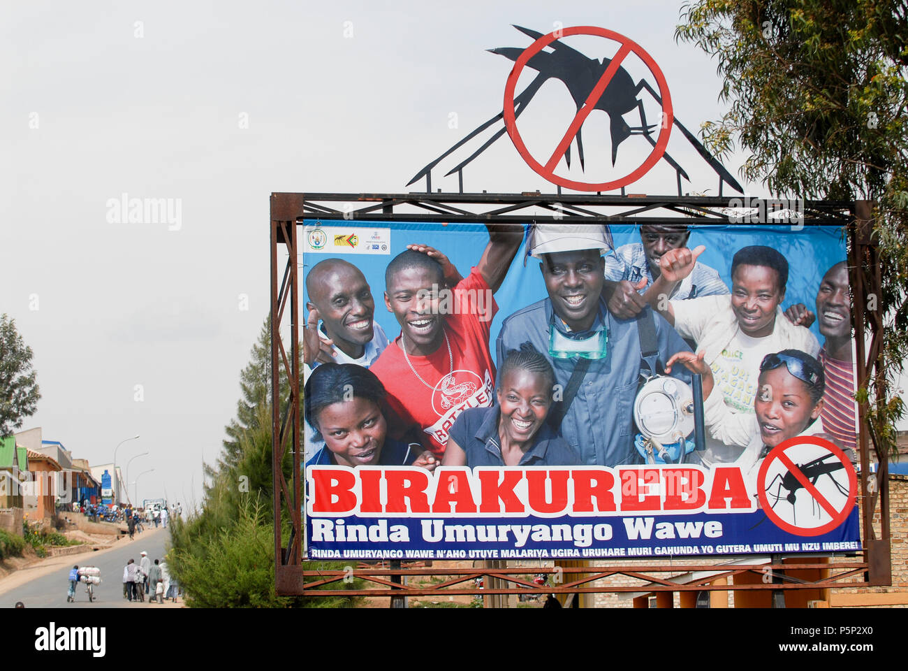 RUANDA, Nyanza, Plakatwand der Malariakampagne / RUANDA, Nyanza, Malaria Aufklaerung Stockfoto