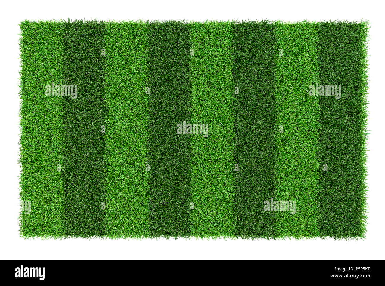 Gestreifte Fußballplatz Textur, Hintergrund mit Kopie Raum Ansicht von oben - auf weißem Hintergrund. Stockfoto