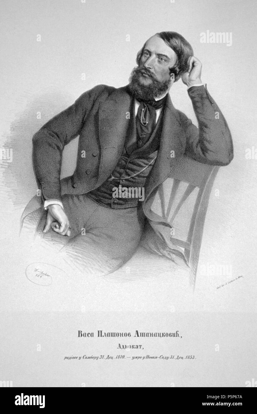 N/A. English: Basilikum Plasanow Athanaskowitsch (1810-1853), serbischer Jurist. Lithographie von Josef Kriehuber, 1854. 1854. Josef Kriehuber (1800-1873); Foto Mitglied Peter Geymayer 175 Basilikum Plasanow Athanaskowitsch Litho Stockfoto