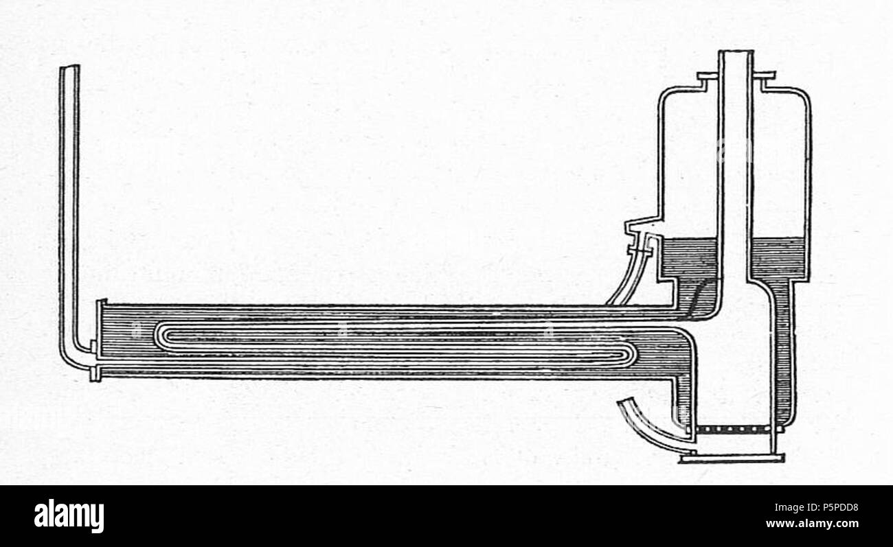 N/A. Querschnitt durch die Kessel der "Neuheit", zeigt sich der S-förmige firetube. ca. 1829. Unbekannt 217 Kessel Abschnitt der Neuheit, 1829 Stockfoto