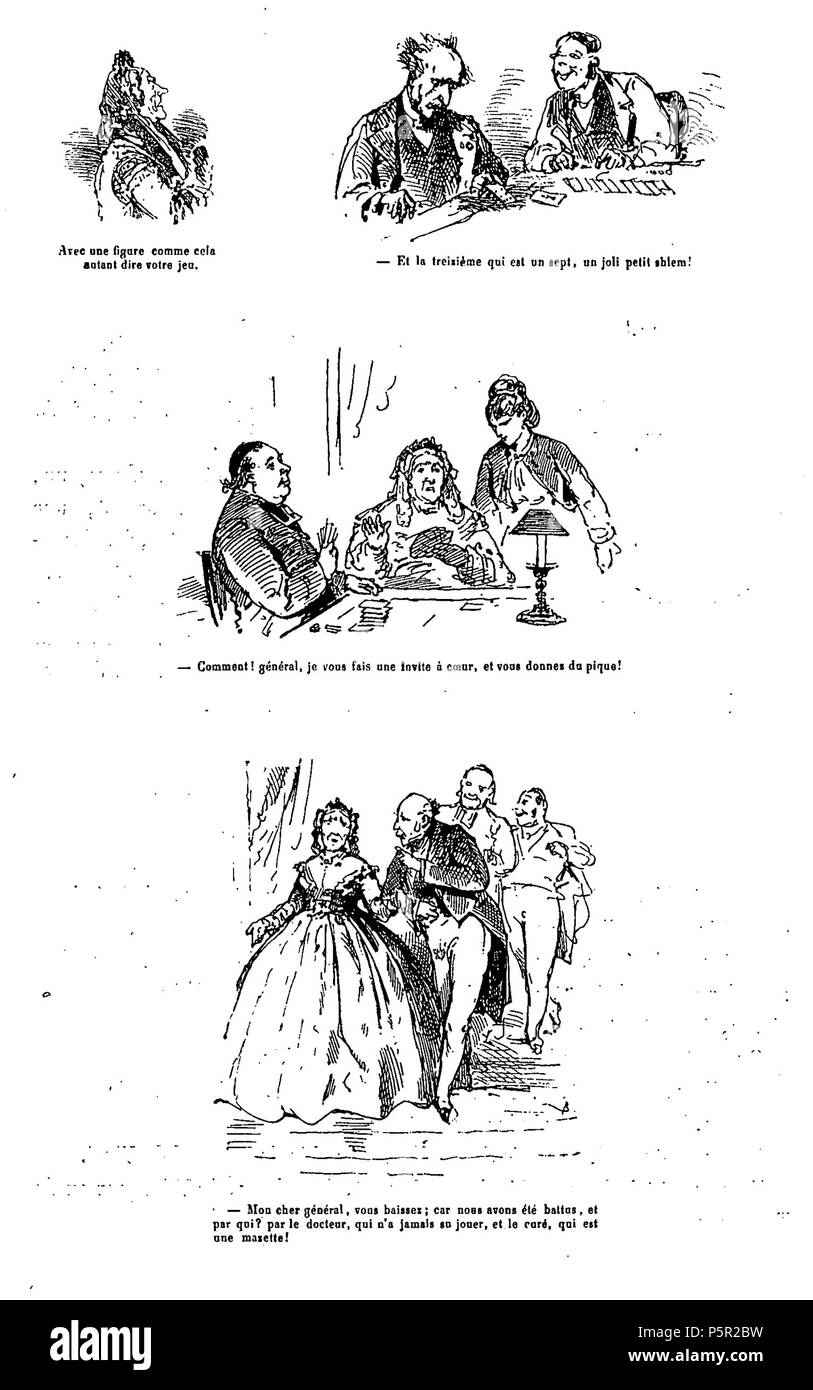 N/A. "Un whist, ou la manière de Passer angenehm la Soirée, sans Trop se fâcher.' (eine Partie whist, oder wie man einen angenehmen Abend zu verbringen und vermeiden Sie umgekippt.") (4). 1874. Bertall (1820 - 1882) Alternative Namen legal Name: Charles Albert d'Arnoux (Charles Konstante Albert Nicolas d'Arnoux de Limoges Saint-Saens) Beschreibung französischen Illustrator, Zeichner und Graveur Geburtsdatum / Tod 18 Dezember 1820 24 März 1882 Ort der Geburt / Todes Paris Soyons Authority control: Q 528753 VIAF: 68925464 ISNI: 0000 0001 2281 2550 ULAN: 500001672 83001791 LCCN: n NLA: 36574893 WorldCat 1. Stockfoto