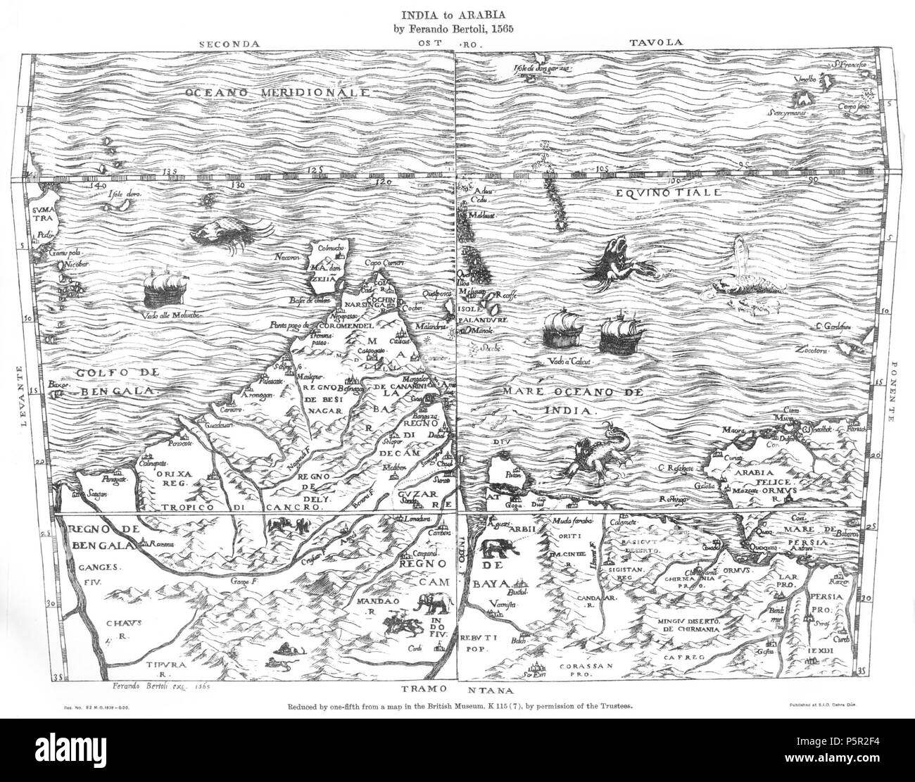 N/A. Indien Arabien Karte von ferando Bertoli, 1565. 1565. Ferando Bertoli 194 Bertoli Indien 1565 Stockfoto