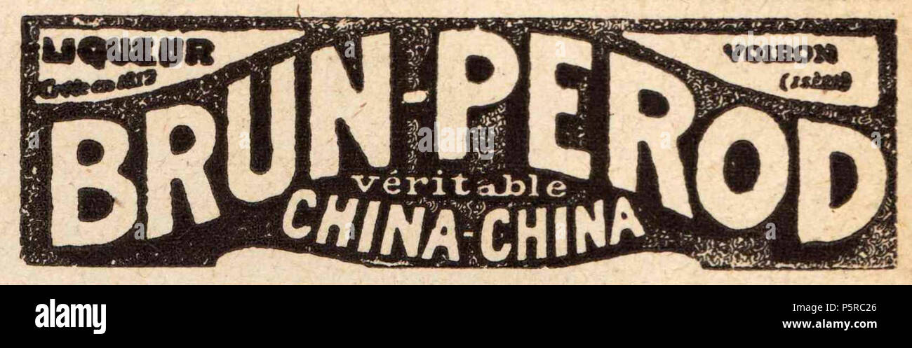 N/A. Scan von L'ABBILDUNG 9 Ferviers 1918 Ankündigungen Seite 2 Likör, wahre CHINA - China. Vom 9. Februar 1918. Unbekannt 243 BRUN- PEROD Stockfoto