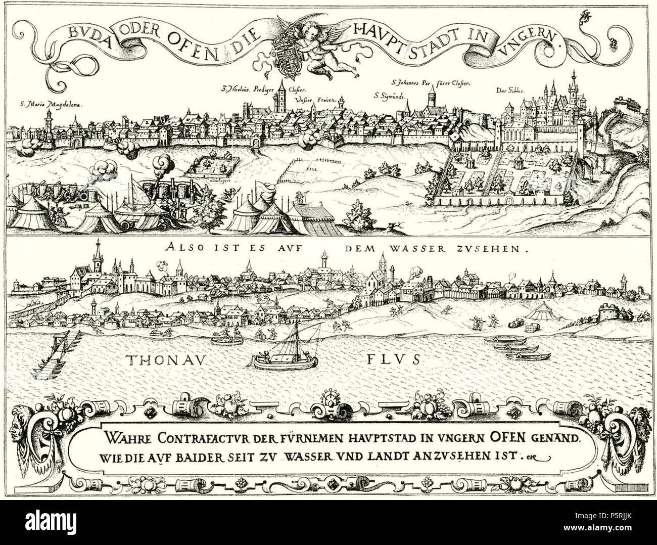 N/A. Englisch: Buda, 1541 Magyar: Buda, 1541. 1541. Siebmacher János, Meldeman 247 Buda 1541 Stockfoto