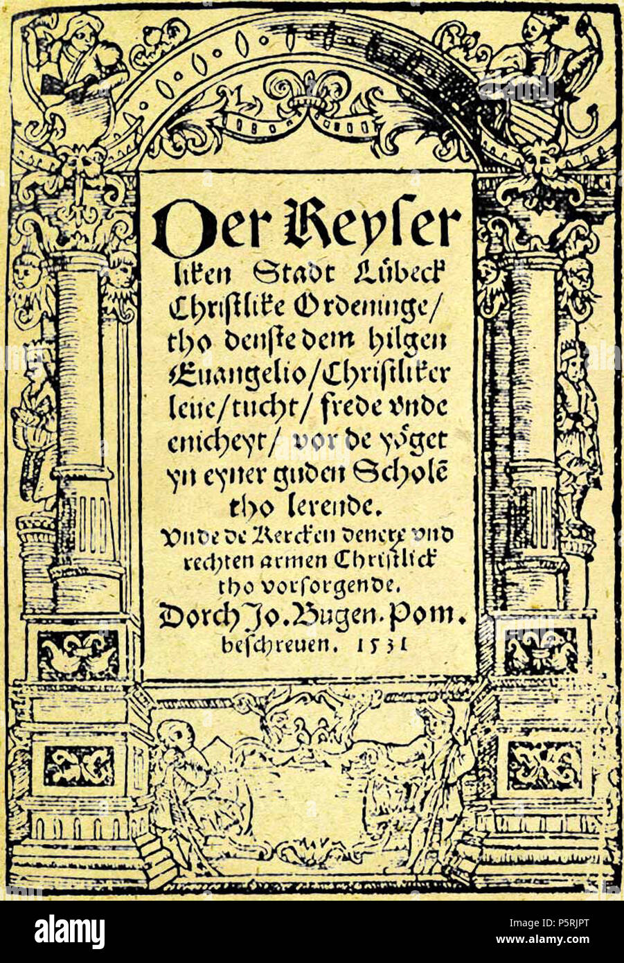 N/A. Johannes Bugenhagen: Lübecker Kirchenordnung, 1531, Scan der Titelseite. 1531. Selbst 248 Bugenhagen Kirchenordnung HL Stockfoto