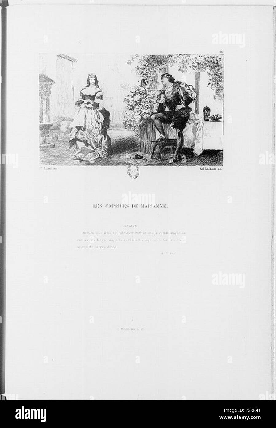 N/A. Français: Illustration pour l'oeuvre d'Alfred de Musset: Les Caprices de Marianne. XIXe siècle. Eugène Lami. 269 Capricesmarianne Stockfoto