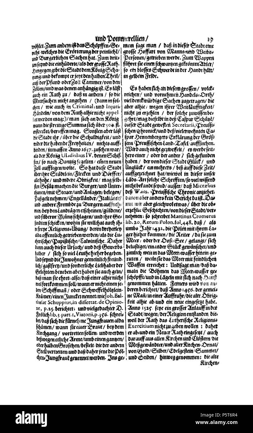 424 De Merian Electoratus Brandenburgici et Ducatus Pomeraniae 432 Stockfoto