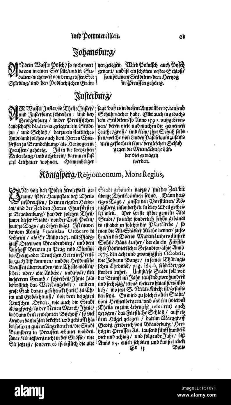 424 De Merian Electoratus Brandenburgici et Ducatus Pomeraniae 452 Stockfoto