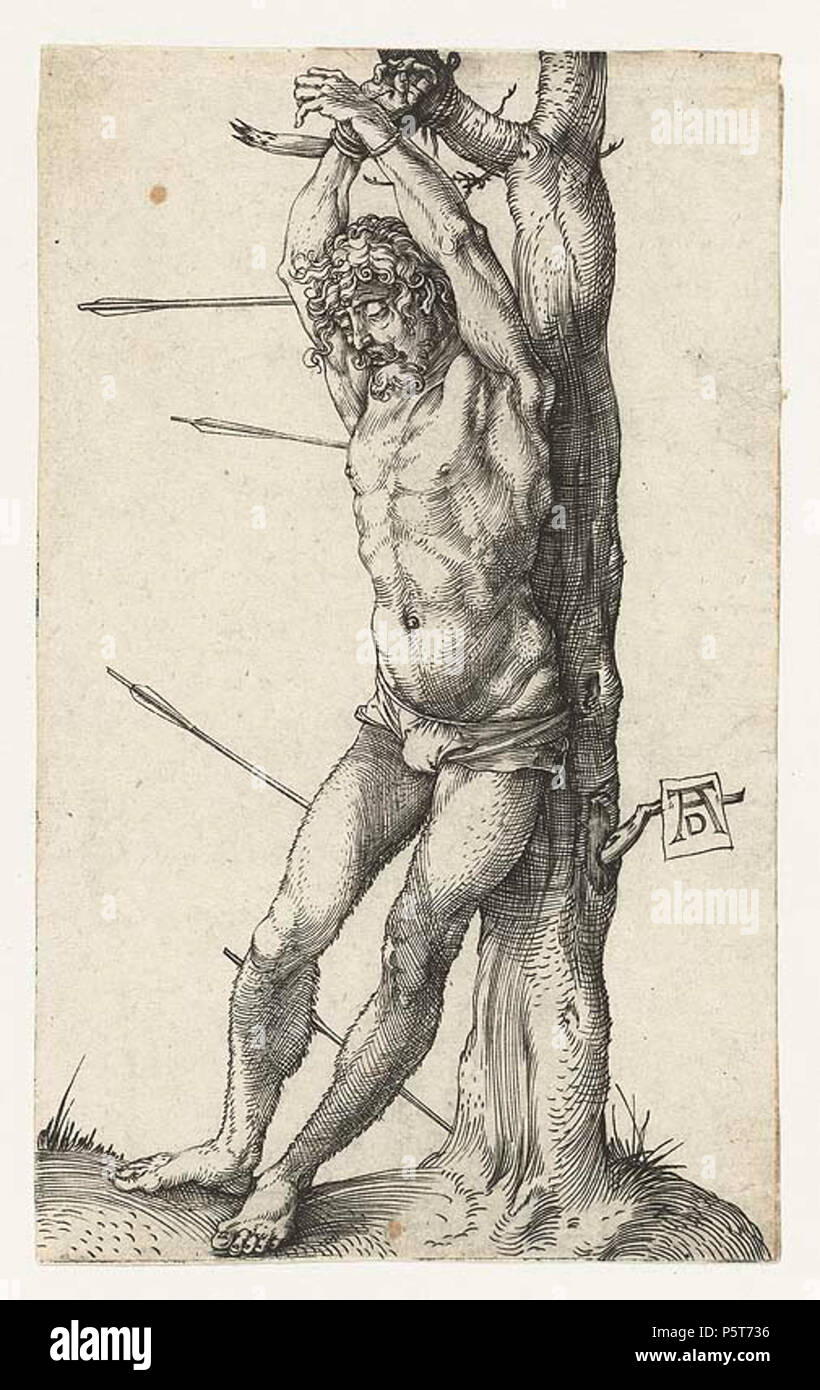 N/A. Englisch: St. Sebastian, an einen Baum gebunden. 1501. Dürer 36 28 St. Sebastian, gebunden an einen Baum Stockfoto