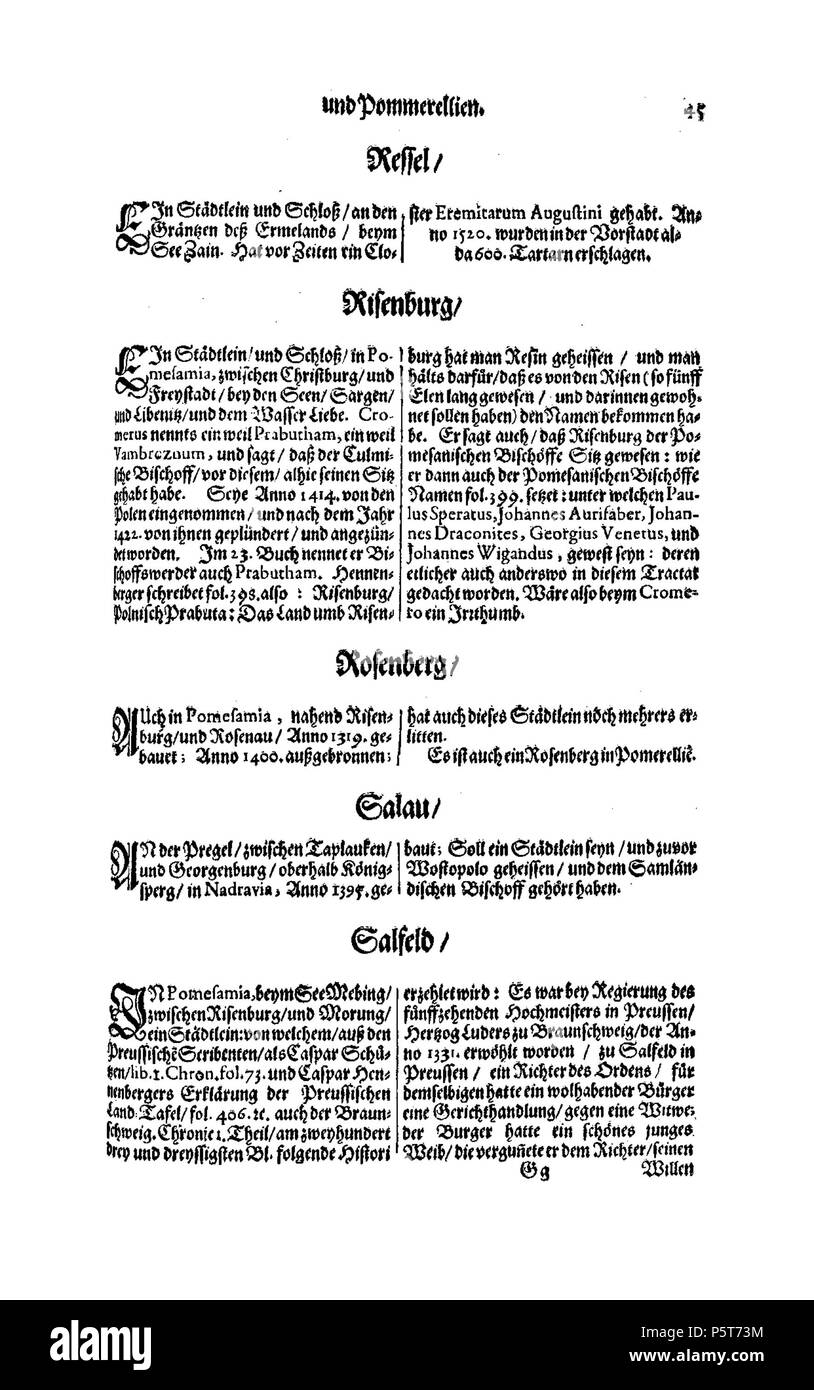 424 De Merian Electoratus Brandenburgici et Ducatus Pomeraniae 470 Stockfoto