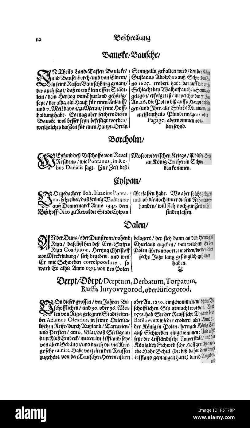 424 De Merian Electoratus Brandenburgici et Ducatus Pomeraniae 499 Stockfoto