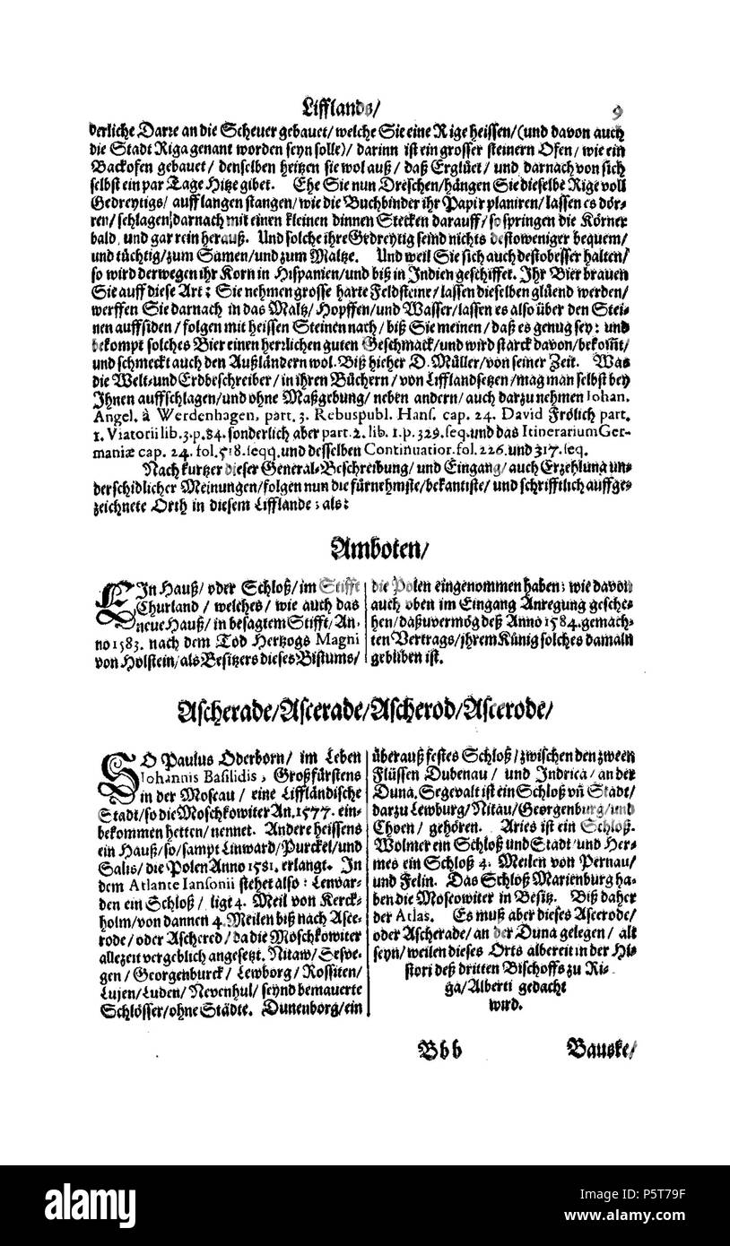 424 De Merian Electoratus Brandenburgici et Ducatus Pomeraniae 498 Stockfoto