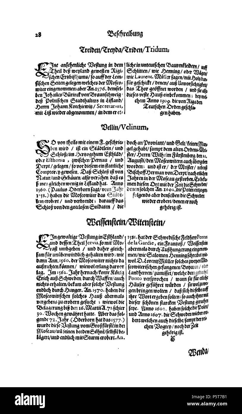 424 De Merian Electoratus Brandenburgici et Ducatus Pomeraniae 525 Stockfoto