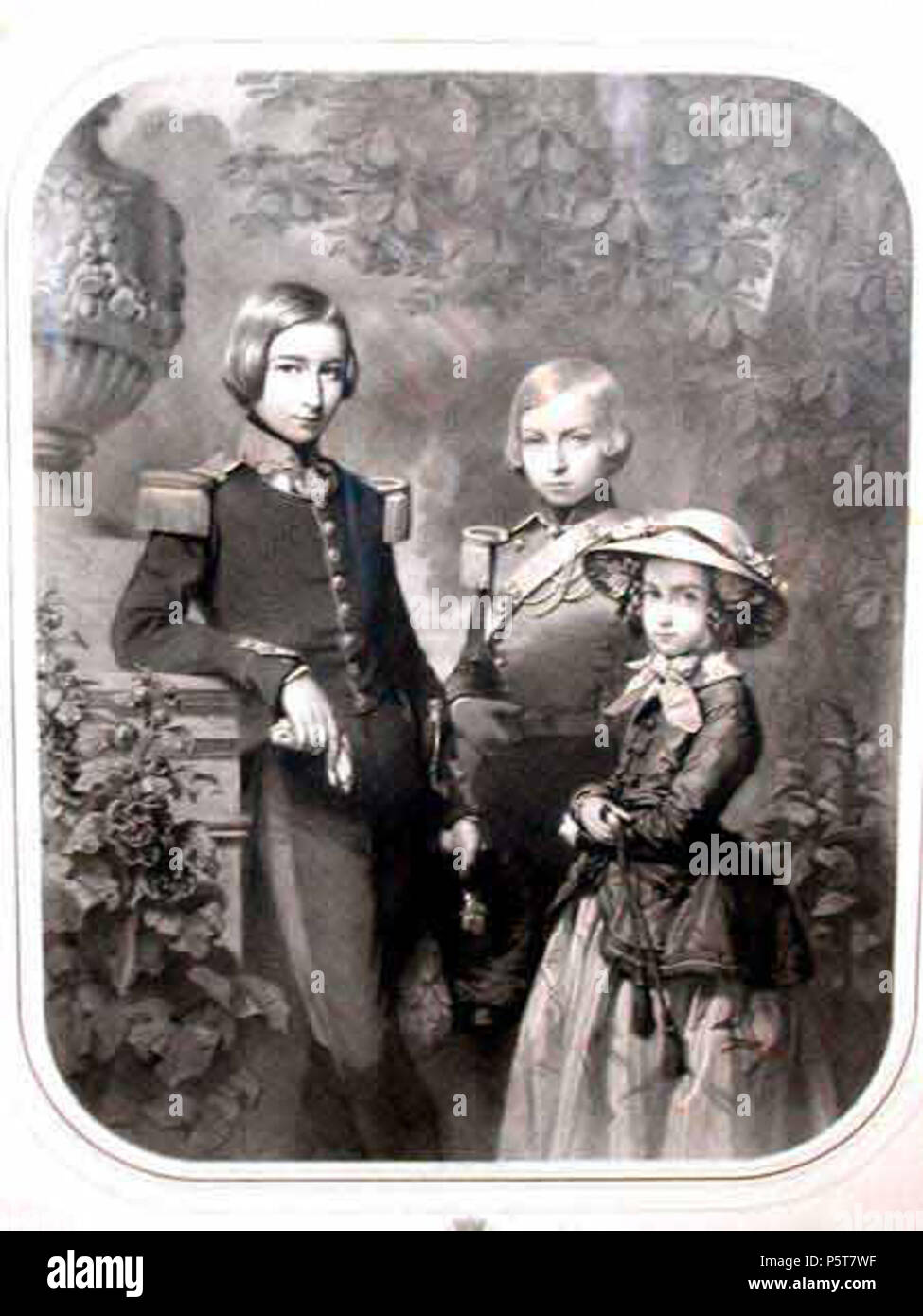 N/A. Englisch: Le Duc De Brabant, Le Comte de Flandre und La Princesse Charlotte, Kinder der ersten belgischen König Leopold der Ersten (1790-1865) und Marie Louise d'Orléans (1812-1850), Tochter von Louis Philippe, der König von Frankreich. Der Herzog von Brabant ist die Zukunft Leopold den Zweiten (1835-1909), sein Bruder Prinz Philippe, Graf de Flandre (1837-1905) und seine Schwester Prinzessin Charlotte (1840-1927), die zukünftige Kaiserin von Mexiko. 1841. Charles Baugniet (1814 - 1886) Beschreibung belgischen Maler, Zeichner und Radierer, lithograph Datum der Geburt / Tod 27. Februar 1814 vom 5. Juli 1886 Stockfoto