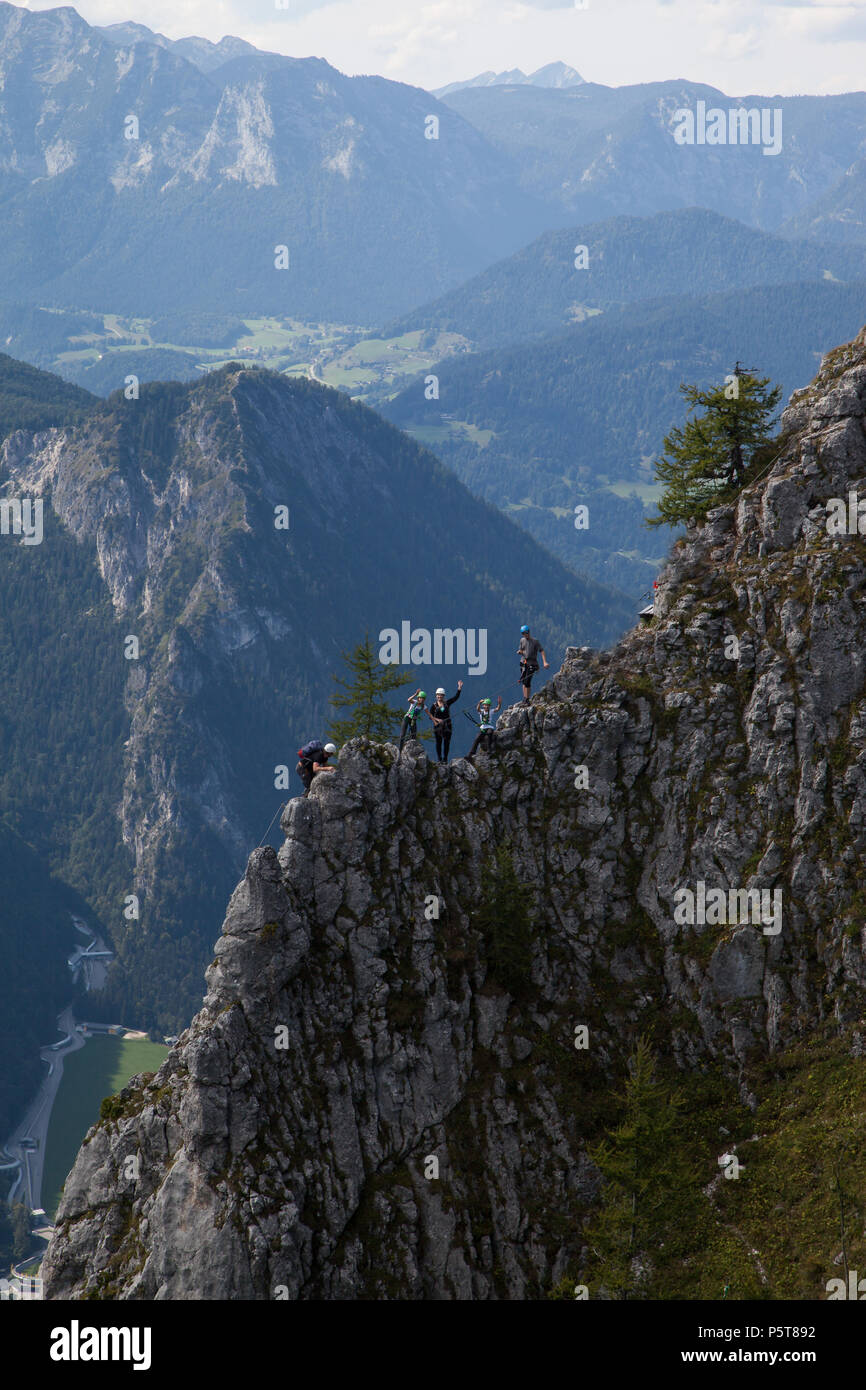 Klettersteig am Jenner Berchtesgadener Land Bergpanorama Bergabenteuer, Berg in der Nähe von Berchtesgaden. Stockfoto