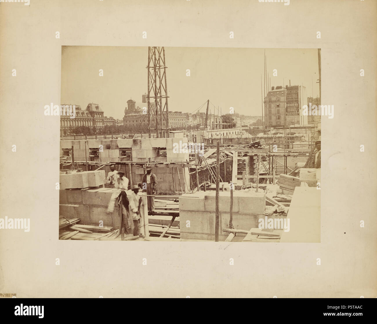 [Baustelle in Paris]; Delmaet & Durandelle (Französisch); Paris, Frankreich; über 1866; Eiklar Silber drucken; 27,9 x 37,5 cm (11 x 14 3/4 in.); 84. XP. 767.21 434 Delmaet&amp; Durandelle, Baustelle in Paris, ca. 1866 Stockfoto