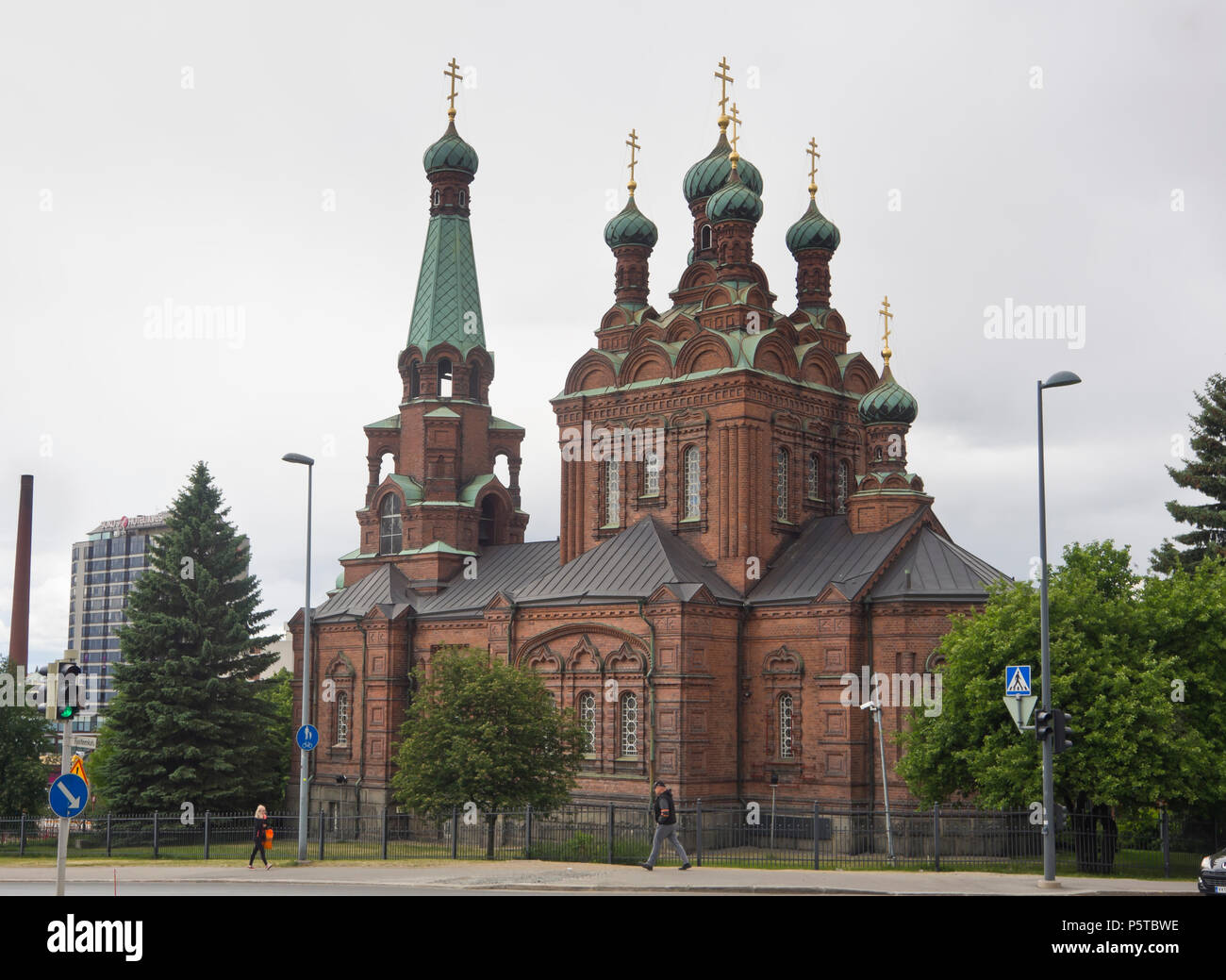 Mit der russisch-orthodoxen Kirche in Tampere Finnland ist dem heiligen Alexander Newski und der Hl. Nikolaus gewidmet und wurde im Jahr 1899 abgeschlossen Stockfoto