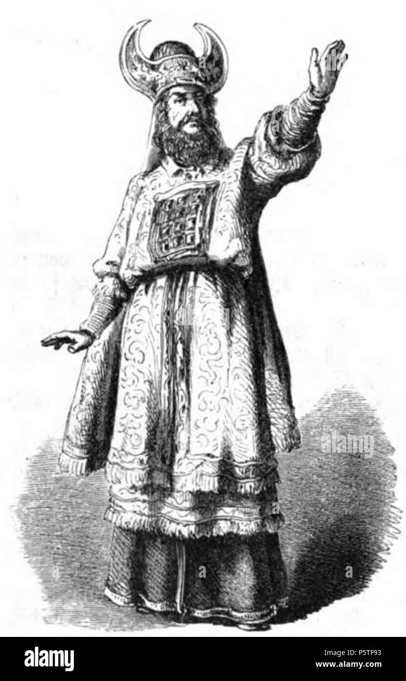 N/A. (Passionsspiele Oberammergau): Der Hohepriester Kaiphas. 1863. Unbekannt 414 Das festliche Jahr img 138 Passionsspiele der Hohepriester Kaiphas Stockfoto