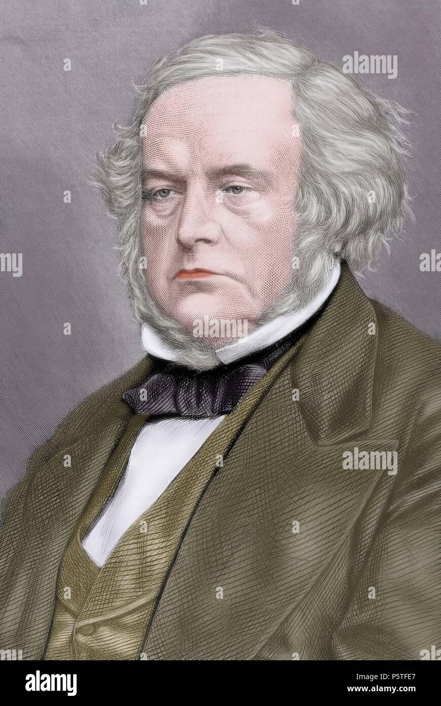 John Bright (1811-1889). Britischer Politiker, Mitglied der Liberalen Partei. Gravur in der spanischen und amerikanischen Illustration, 1876. Gefärbt. Stockfoto
