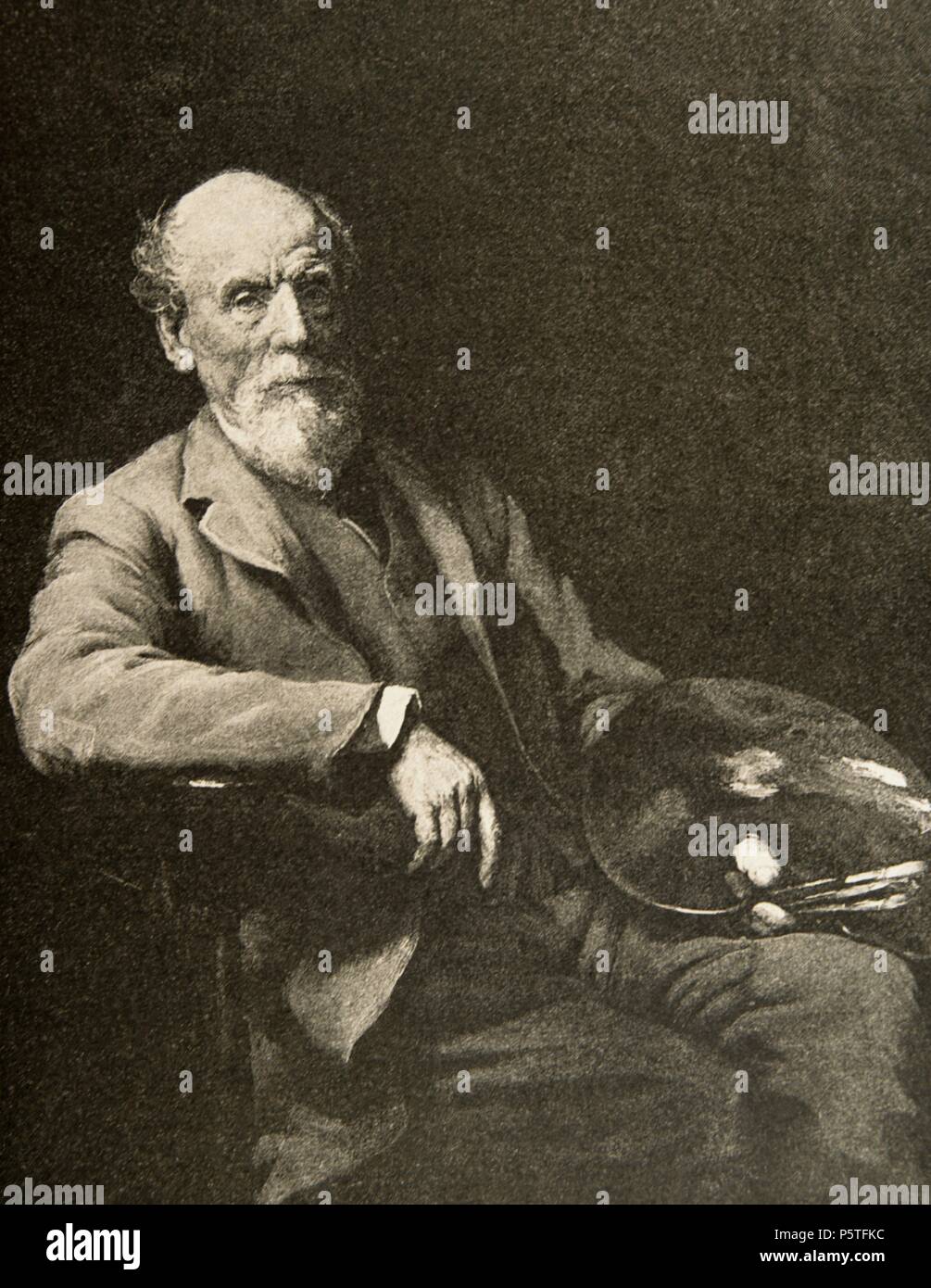 Thomas Sidney Cooper (1803-1902). Englischer Maler. Kupferstich nach einem Gemälde von W. Ouless. Die iberischen Illustration, 1891. Stockfoto