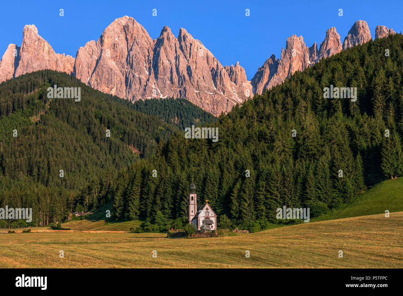 Chiesetta di San Giovanni, Ranui, Dolomiten, Trentino, Alto Adige, Italien, Europa Stockfoto